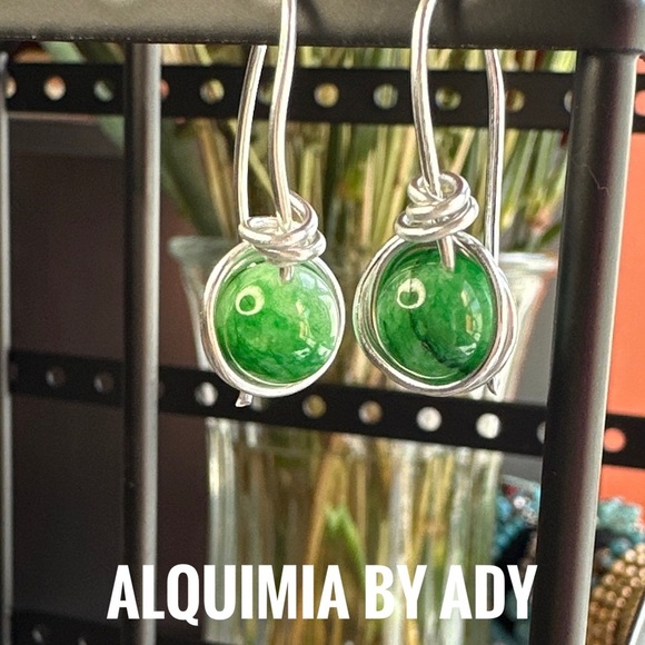 Imperial jade drops dangle earrings/wealth and good luck earrings - Picture 1 of 7